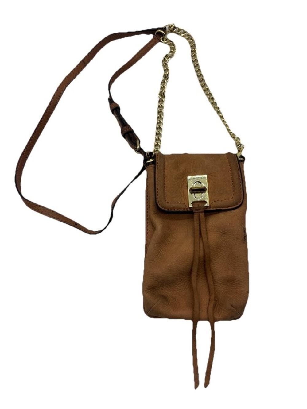 REBECCA MINKOFF DARREN PHONE BAG PURSE LEATHER CROSSBODY BROWN